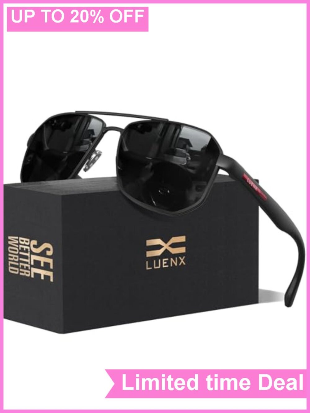Men's Polarized Aviator Sunglasses UV400 Metal Frame Driving